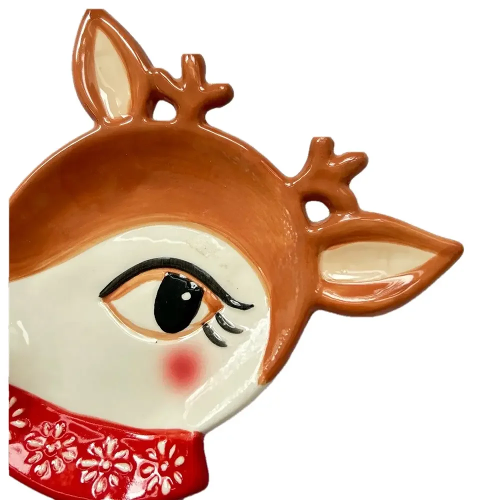 Cracker Barrel Reindeer Stoneware Ceramic Plate Dish Holiday Exclusive
